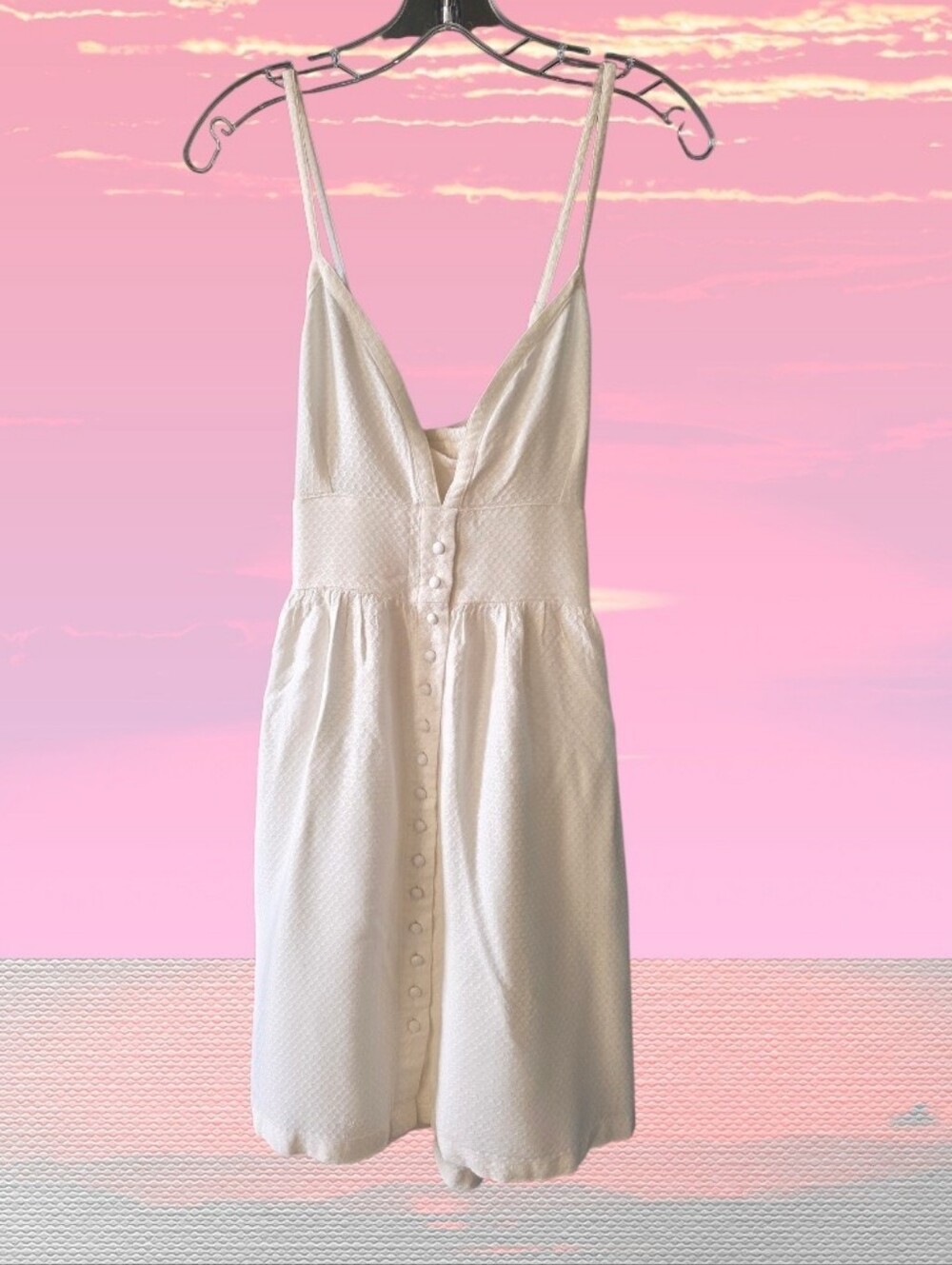 Roxy Golden Lights Strappy Mini Dress In Cream Color Size Large